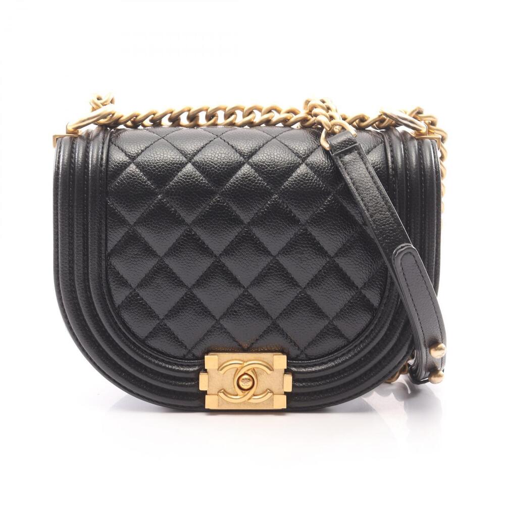 Chanel Boy Shoulder Bag Caviar Leather Grained Calfskin Black